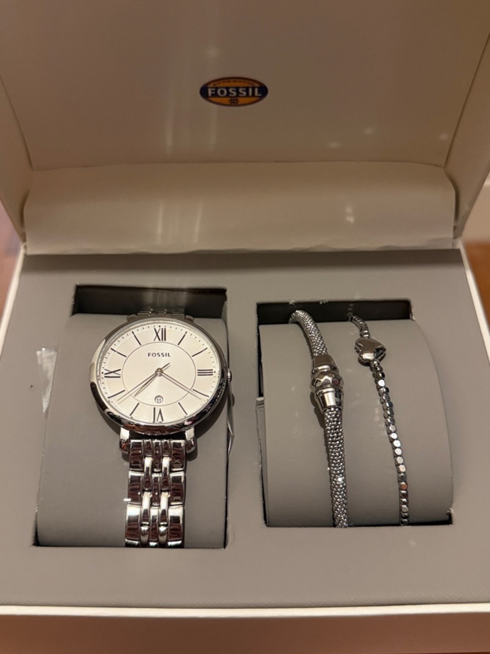 Fossil Women's Silver-Tone Watch with Matching Bracelets